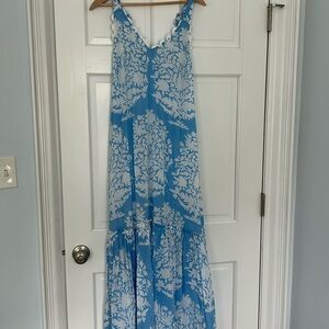 Juliet Dunn V NECK PALLADIO MAXI DRESS IN CORNFLOWER BLUE